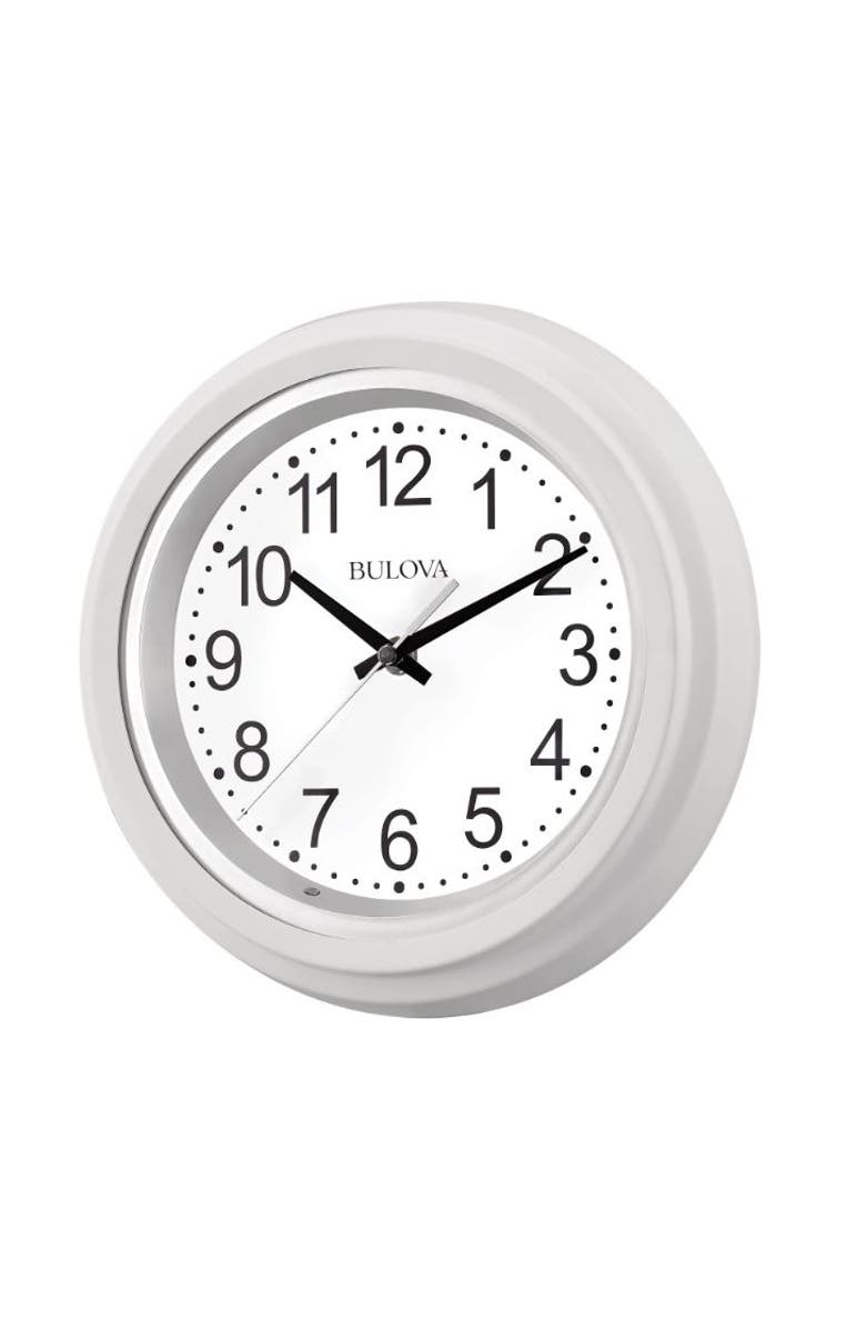 Bulova Clocks Night Vision 10" Diameter Quartz Clock, Alternate, color, White