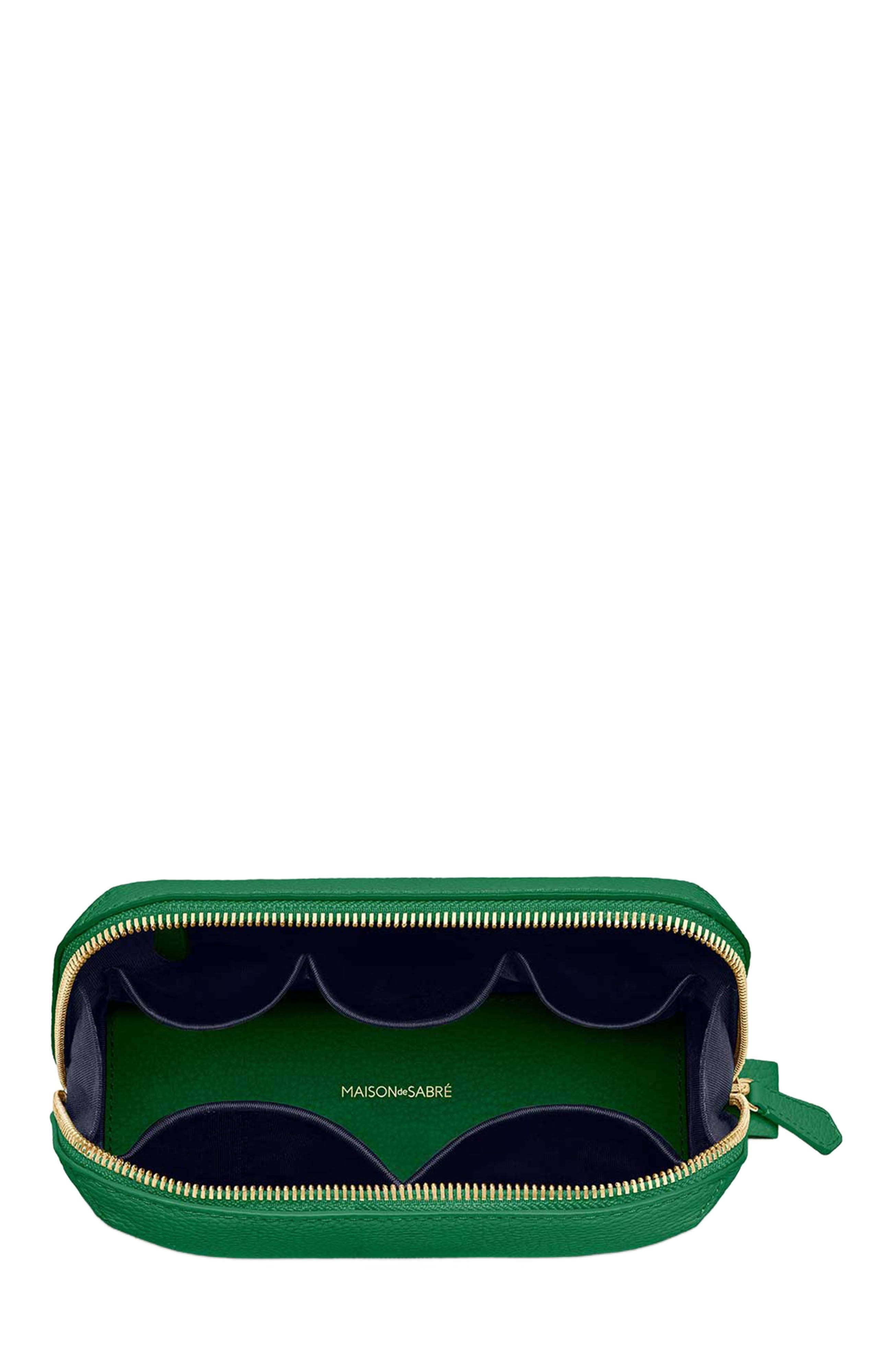 MAISON de SABRÉ Leather Tech Pouch, Alternate, color, Emerald Green