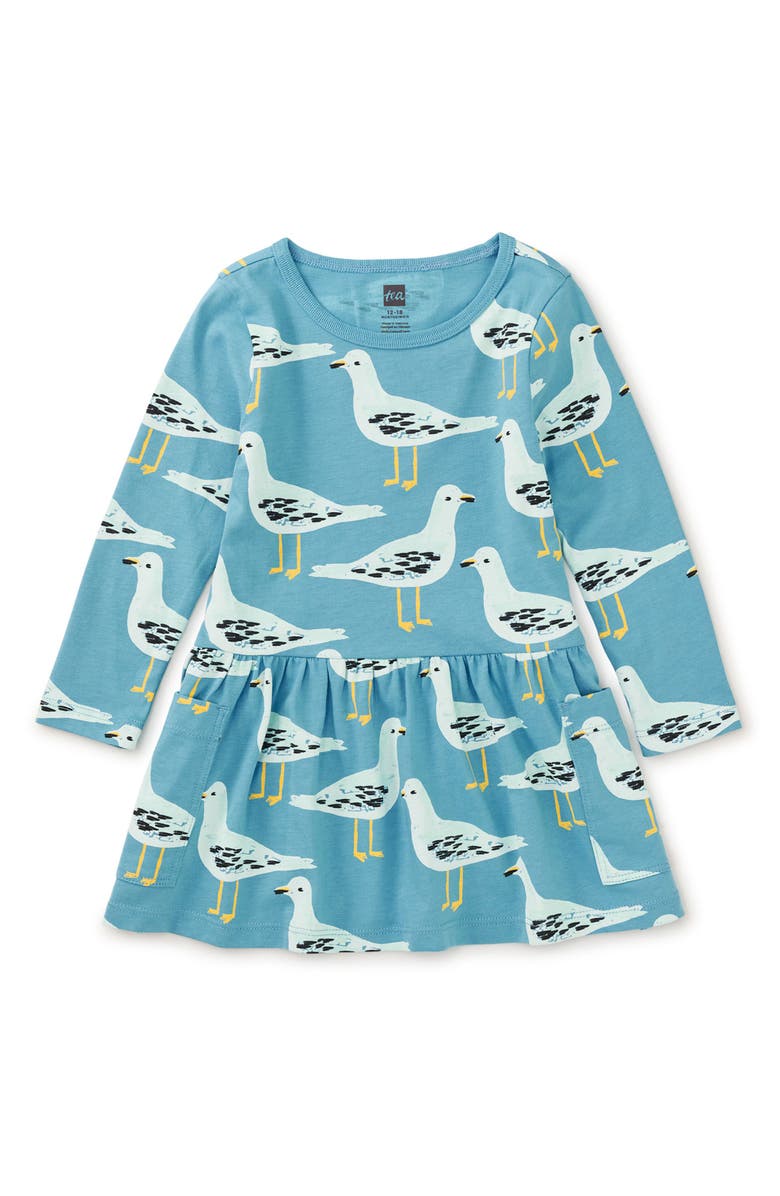 Tea Collection Long Sleeve Pocket Dress, Alternate, color, Squabble Of Seagulls