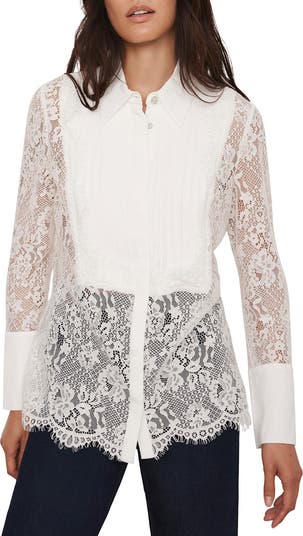 MINT VELVET Lace Pintuck Shirt Nordstrom