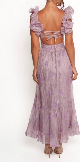 Niamh Pleated Cutout Satin Midi Dress