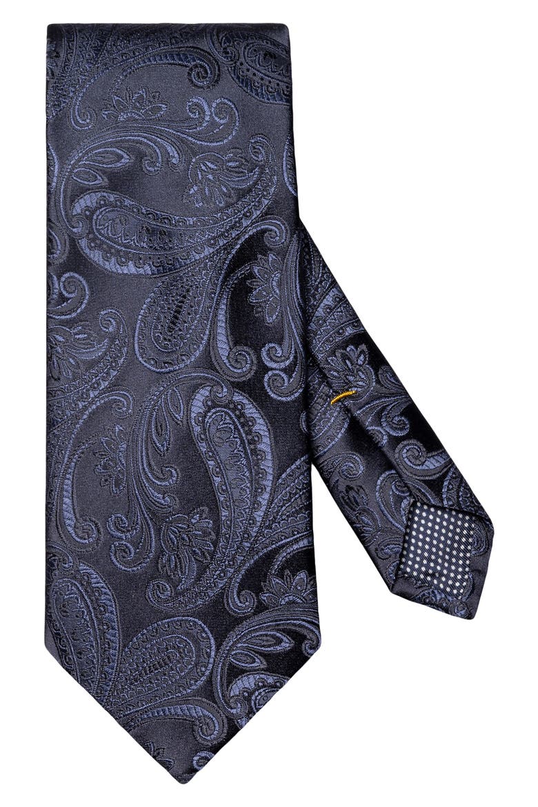 Paisley Woven Silk Tie, Main, color, NAVY