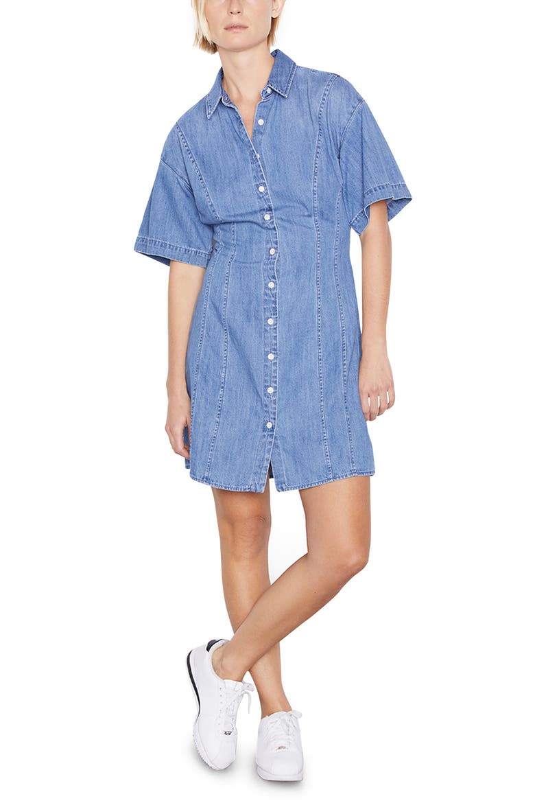 Seam Detail Denim Dress, Main, color, SHORELINE WASH