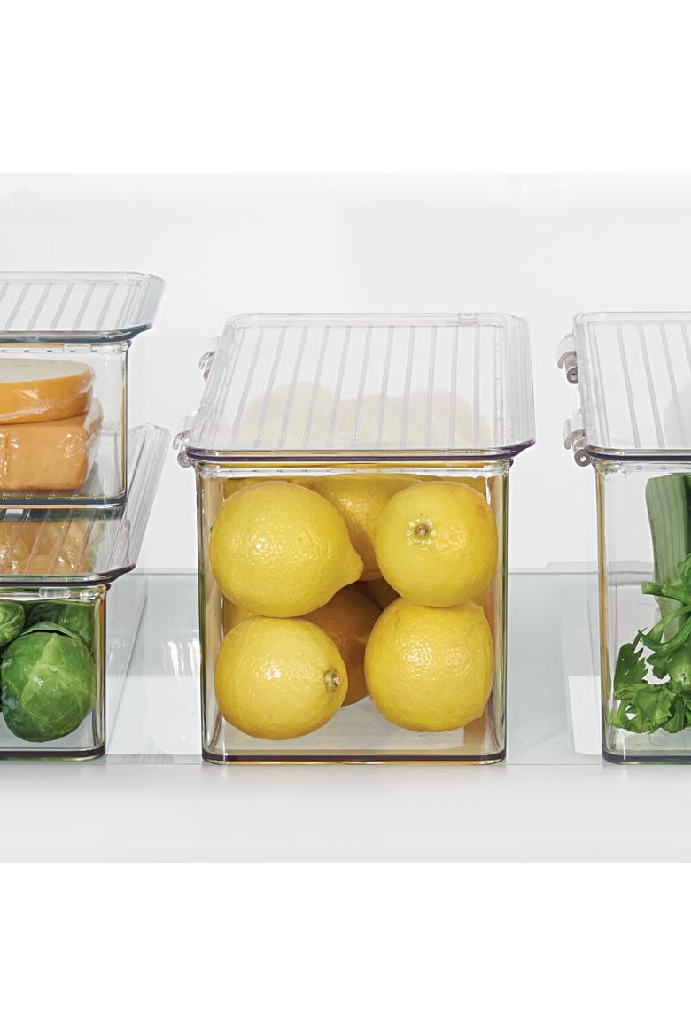 Stackable Hinged-Lid Storage Box - Set of 3 - Clear, Alternate, color, Clear/White