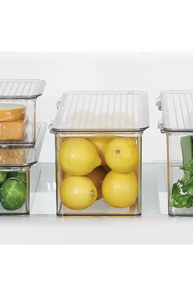 iDesign Stackable Hinged-Lid Storage Box - Set of 3 - Clear, Alternate, color, 
