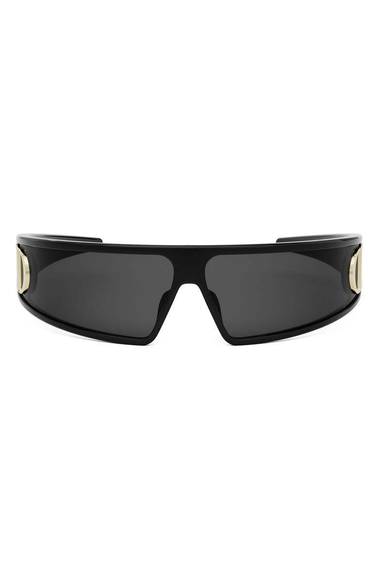 DIOR VeryDior M1U 91mm Mask Sunglasses, Main, color, Shiny Black / Smoke