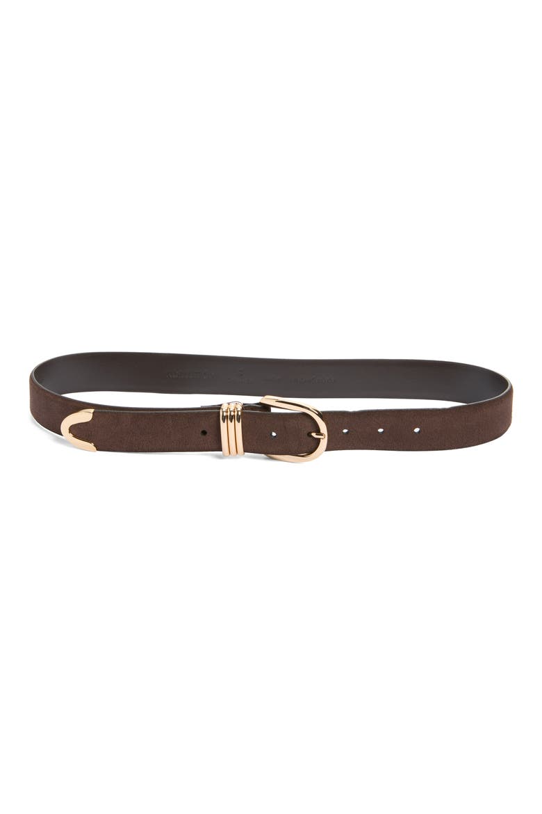 Janae Suede Belt, Main, color, CHOCOLATE- GOLD