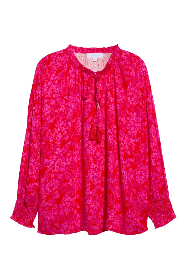 Weylin Split Neck Top, Main, color, RED-FUCHSIA