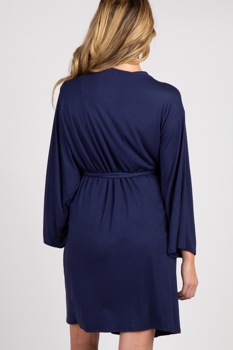 Delivery/Nursing Maternity Robe, Alternate, color, Navy Blue