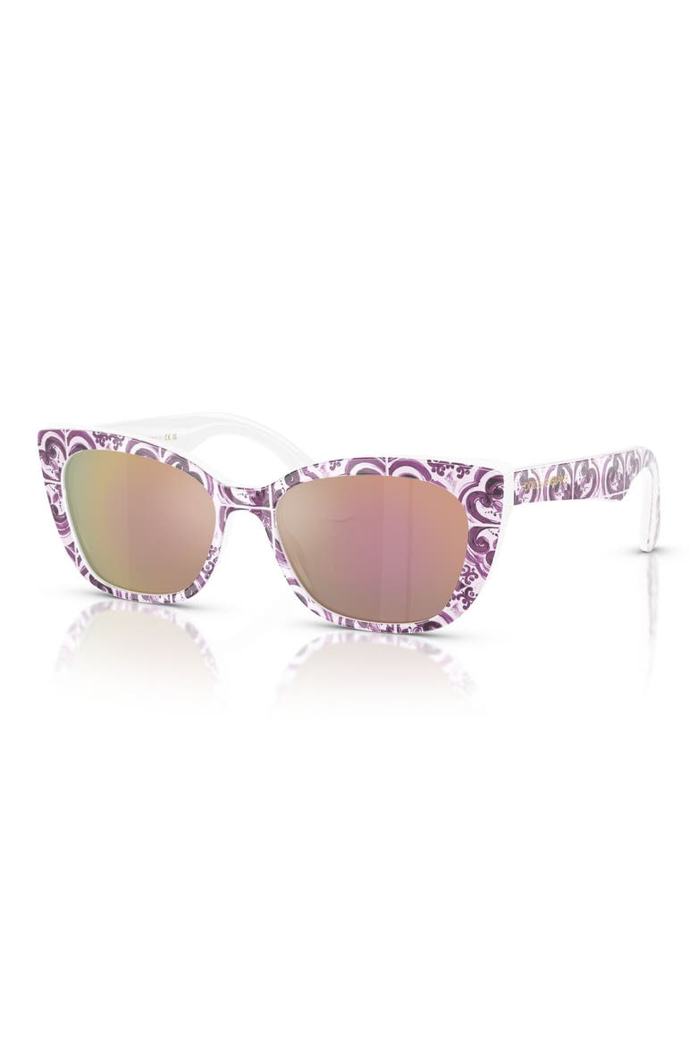 49mm Small Cat Eye Sunglasses, Alternate, color, VIOLET MAIOLICA / GREY PINK