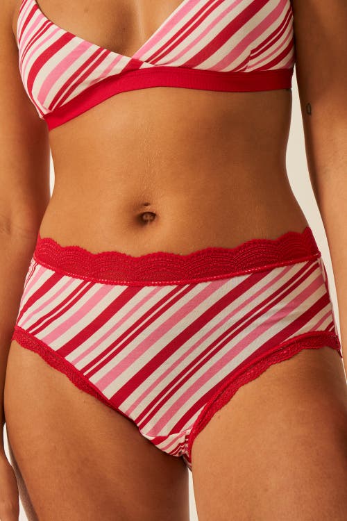 Stripe & Stare High Rise Knicker Four Pack In Red