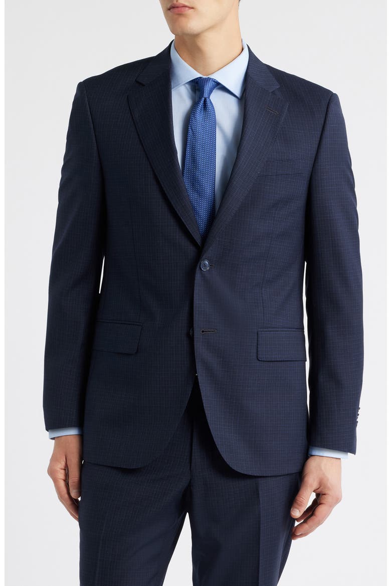 Flynn Classic Fit Plaid Wool Suit, Alternate, color, NAVY