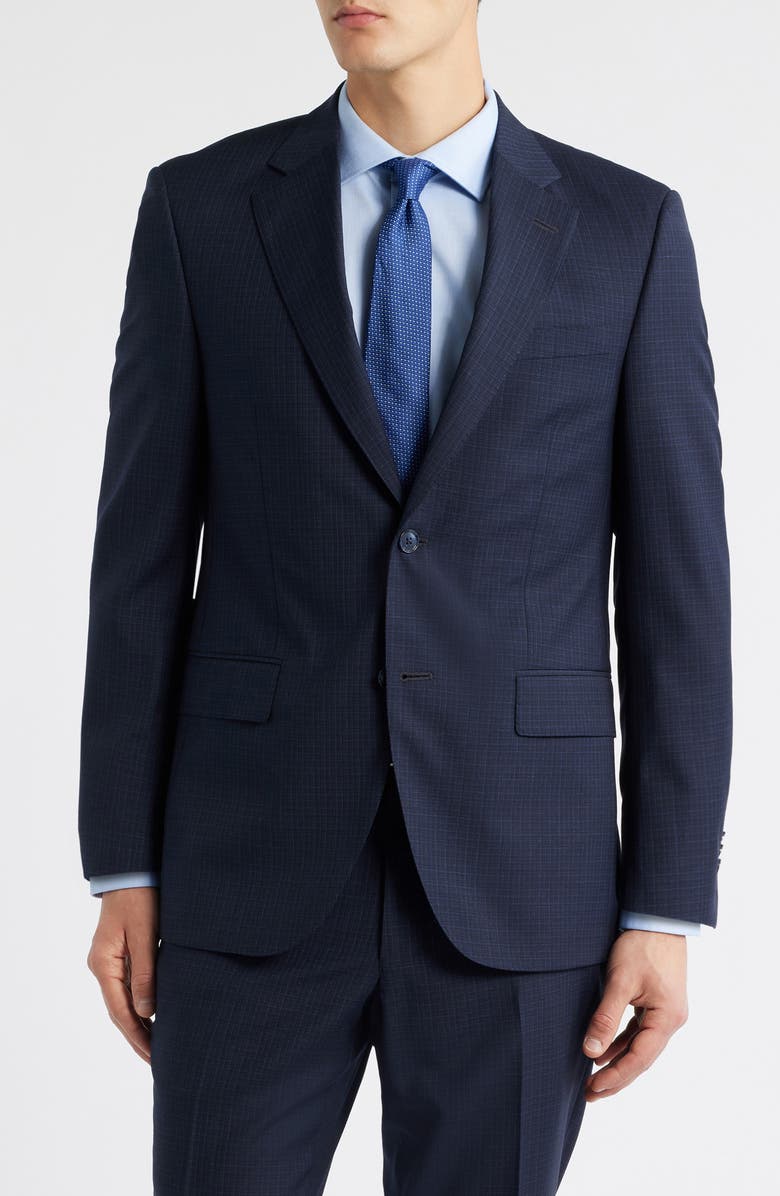 Peter Millar Flynn Classic Fit Plaid Wool Suit, Alternate, color, Navy