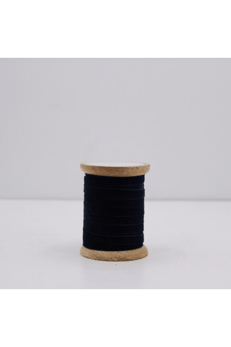 Narrow Hand Dyed Velvet Ribbon Dark Blue, Main, color, Dark Blue