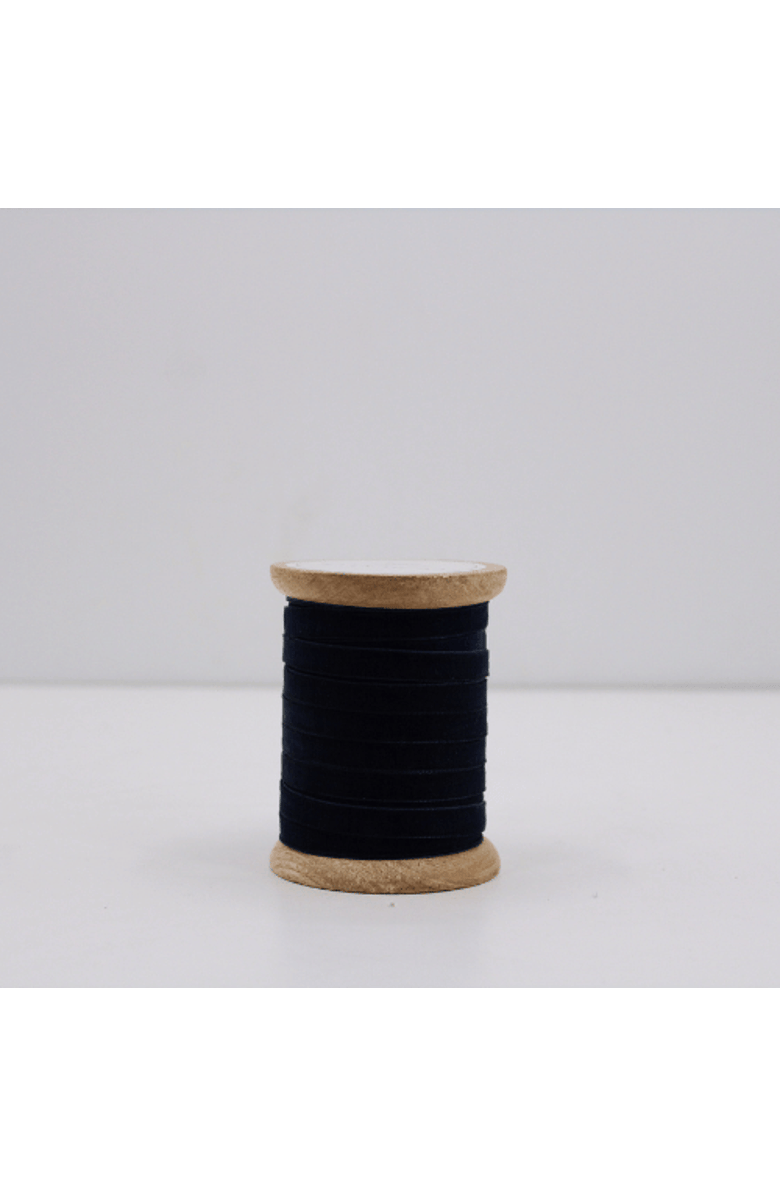 CG Hunter Narrow Hand Dyed Velvet Ribbon Dark Blue, Main, color, Dark Blue
