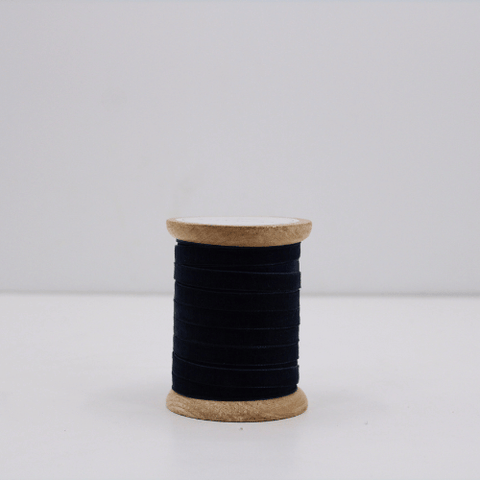 Narrow Hand Dyed Velvet Ribbon Dark Blue
