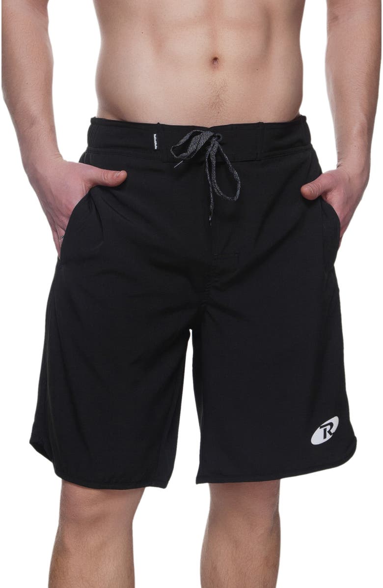 Rokka&Rolla Quick-Dry Stretch Swim Trunks with Adjustable Waistband, Main, color, Black