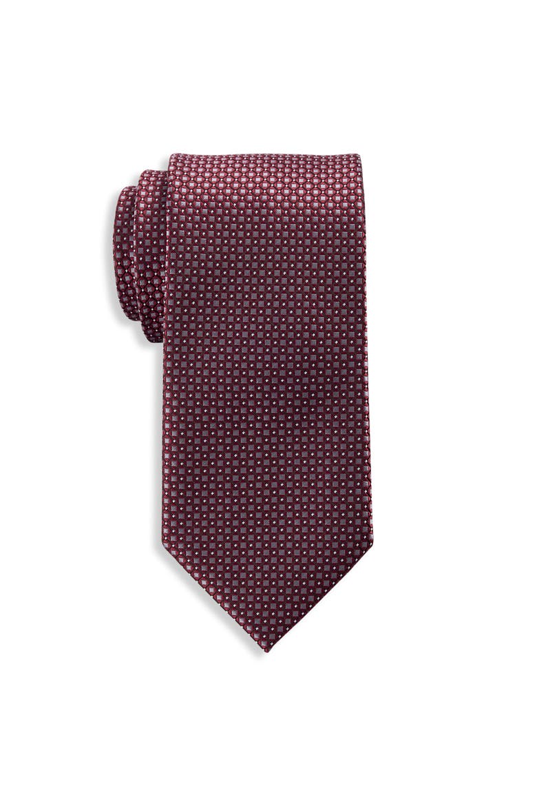 Big & Tall Diamond Patterned Tie, Main, color, BURGUNDY