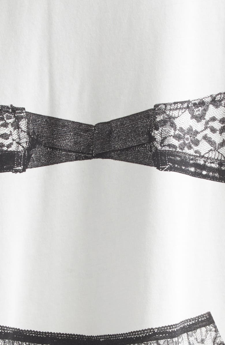 Vaquera Trompe l'Oeil Lingerie Oversize T-Shirt, Alternate, color, White