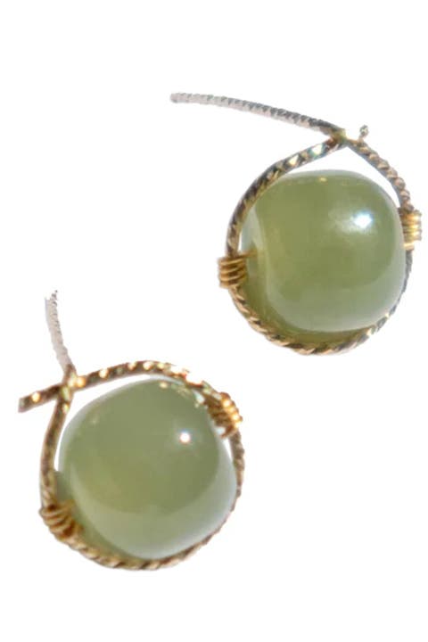 Sydney Green jade bead stud earrings