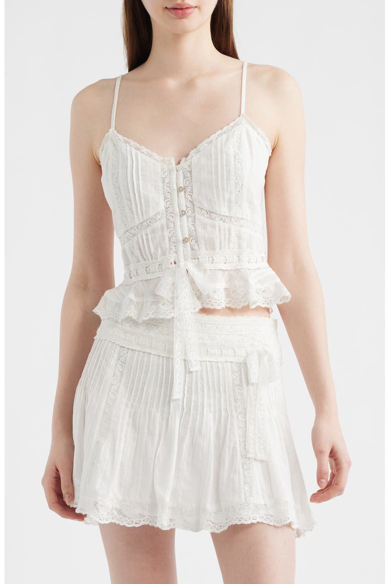 Avra Lace Trim Crop Top, Main, color, WHITE