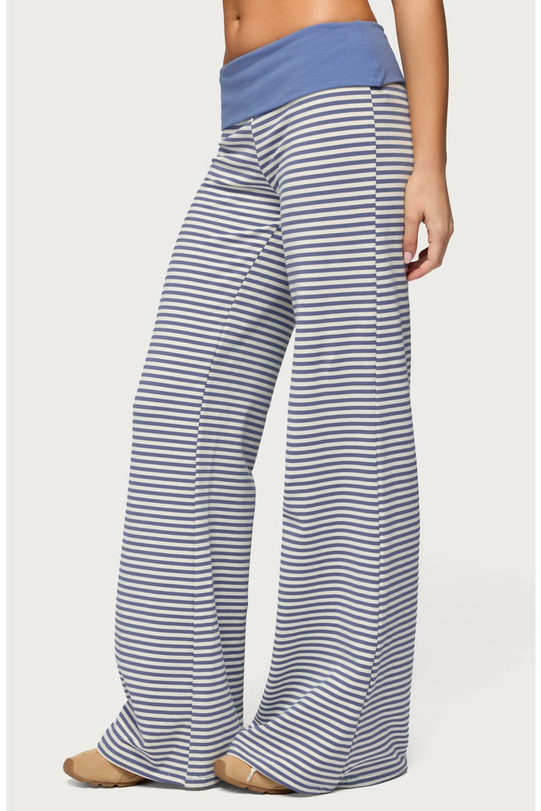 Meggy Colorblock Stripe Foldover Pants, Alternate, color, LIGHT-BLUE-AND-WHITE