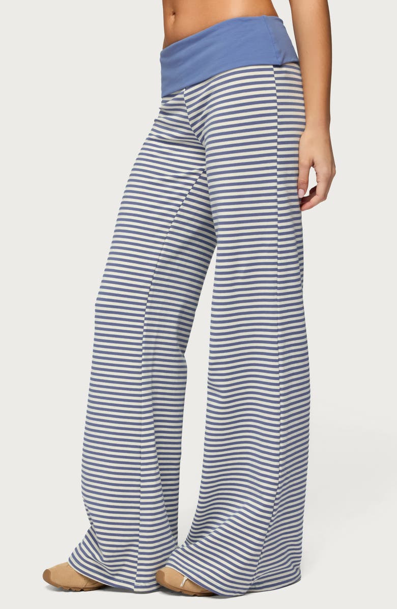 EDIKTED Meggy Colorblock Stripe Foldover Pants, Alternate, color, 