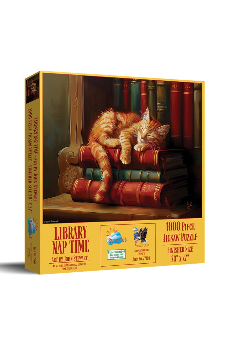 Sunsout Library Nap 1000 piece Jigsaw Puzzle for Adults, Main, color, Multicolor