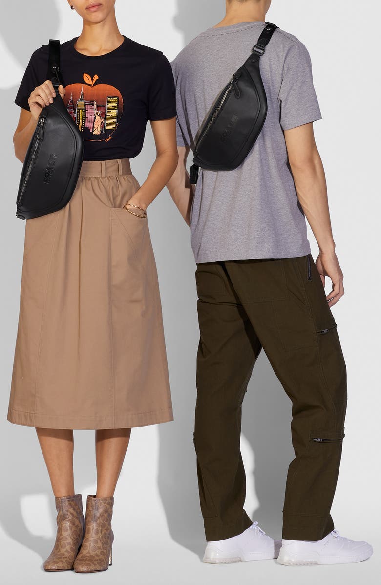 COACH League Leather Belt Bag, Alternate, color,