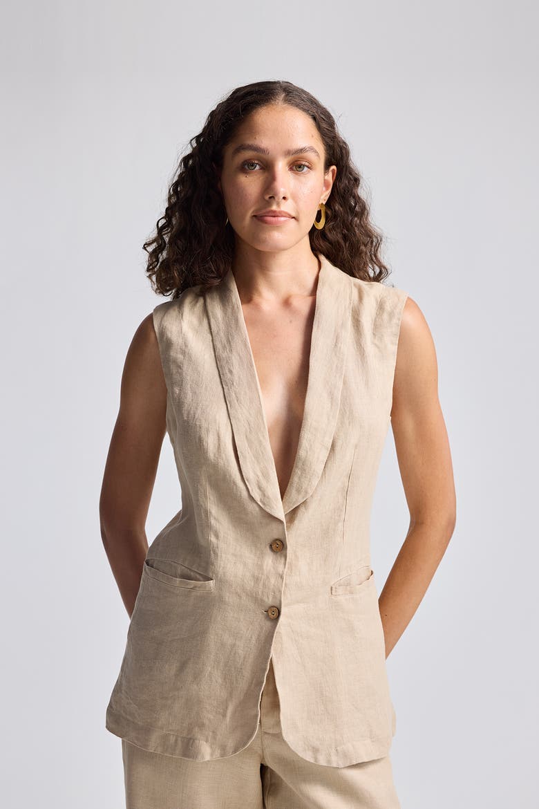 Sleeveless Hemp Jacket, Alternate, color, Neutral