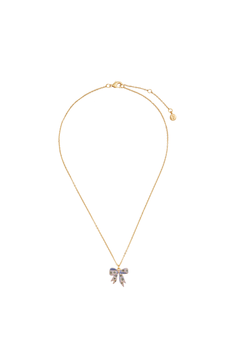 Fable England Forget Me Not Bow Pendant Necklace, Alternate, color, Gold