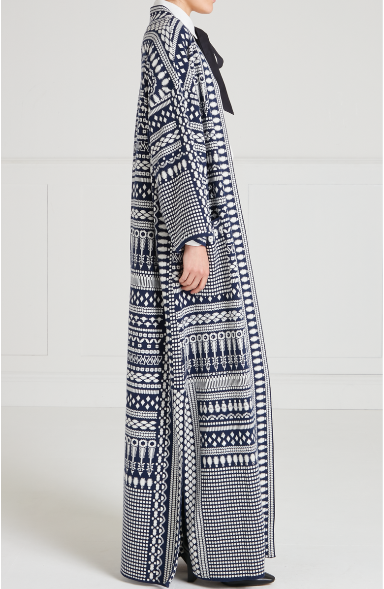 Temperley London Tlalli Knit Coat, Alternate, color, Navy & Silver