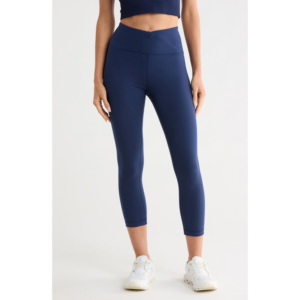 90 DEGREE BY REFLEX Lana Interlock Crossover High Rise Leggings in Naval Blue at Nordstrom Rack, Size X-Small