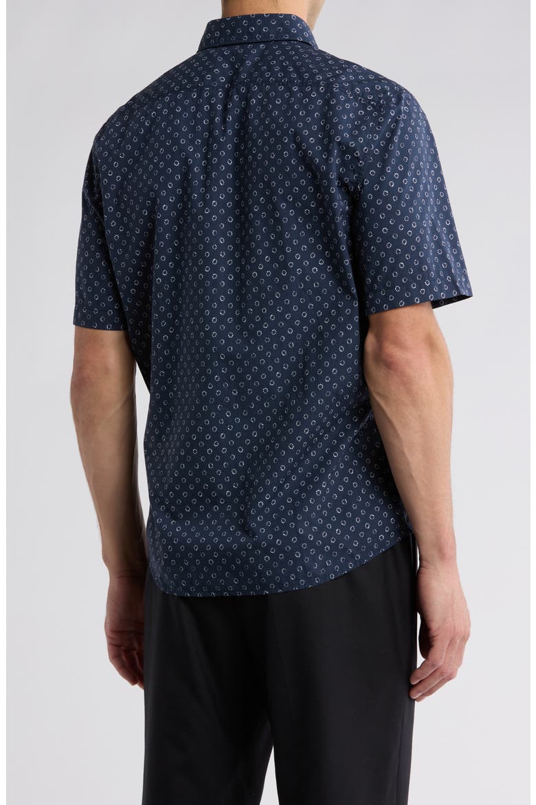 Rash Print Cotton Short Sleeve Button-Up Shirt, Alternate, color, DK BU