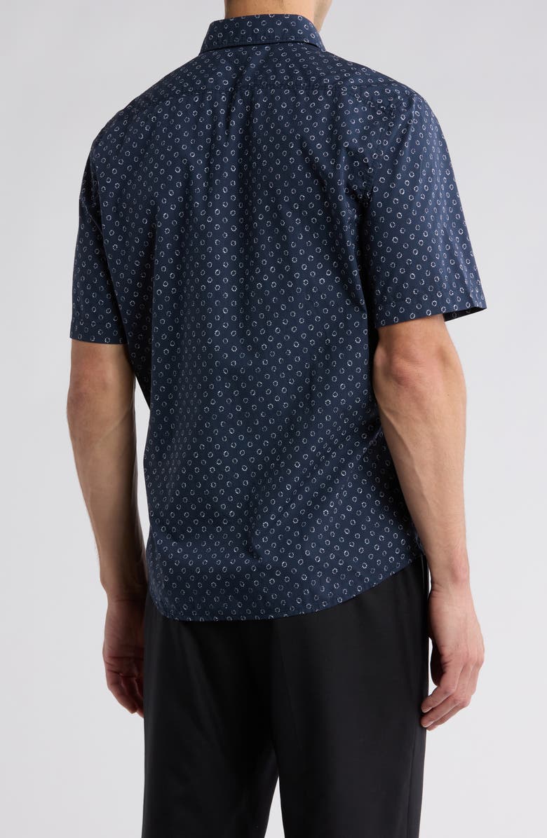 BOSS Rash Print Cotton Short Sleeve Button-Up Shirt, Alternate, color, Dark Blue