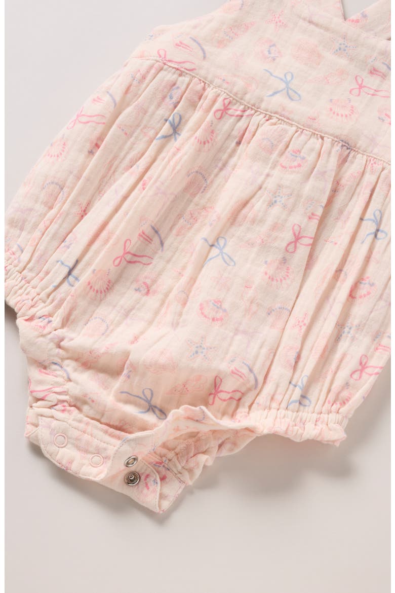 Printed Cotton Bubble Romper, Alternate, color, PINK HEAVEN SEASHELLS
