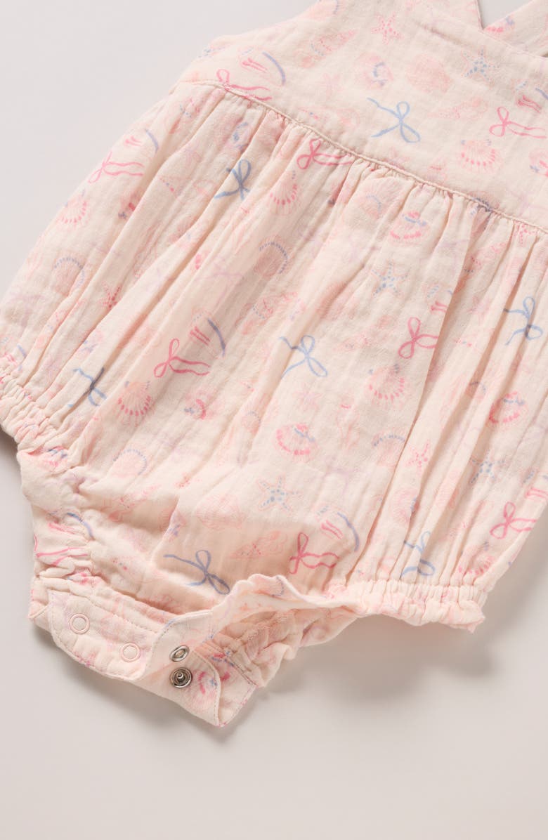 Nordstrom Printed Cotton Bubble Romper, Alternate, color, Pink Heaven Seashells