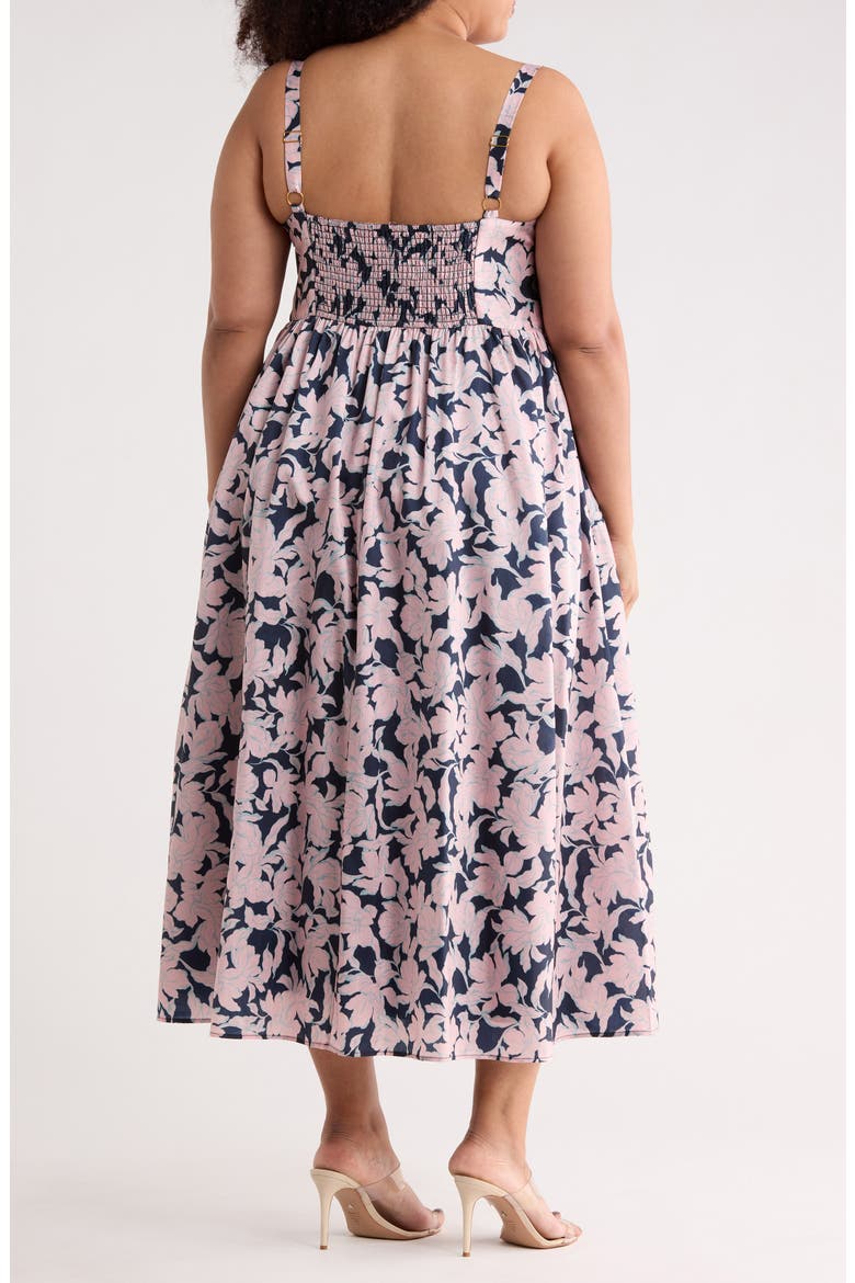 Brixton Floral Fit & Flare Midi Dress, Alternate, color, NAVY OUTLINE FLORAL