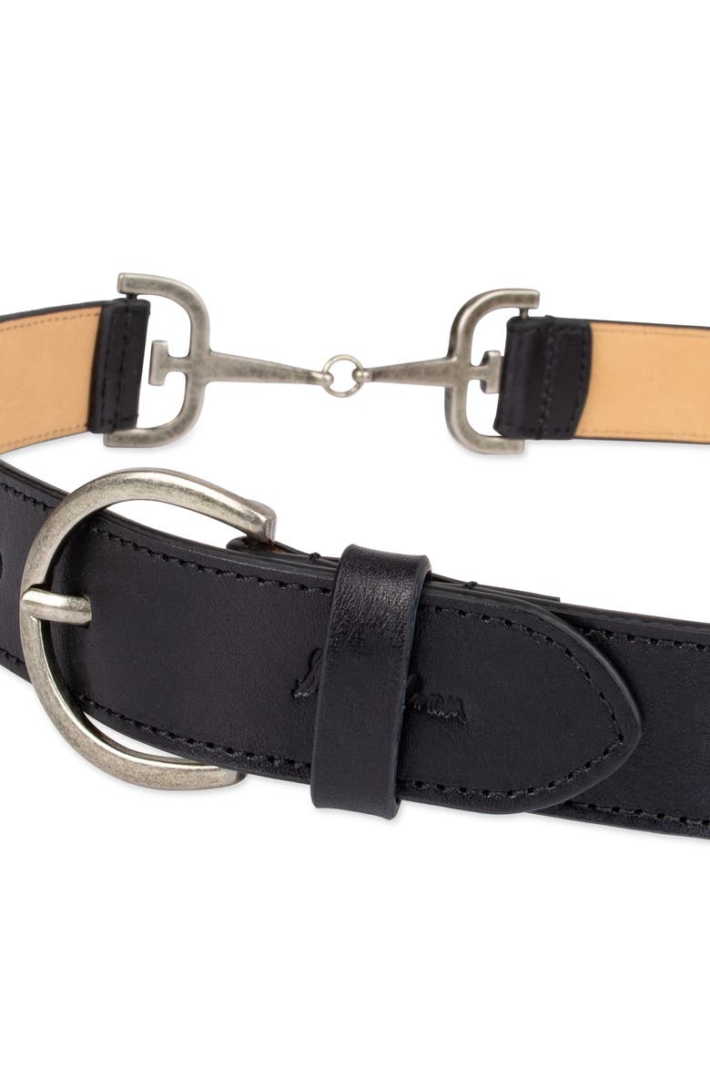 Sam Edelman Leather Belt with Horsebit Hip Stations, Alternate, color, Black