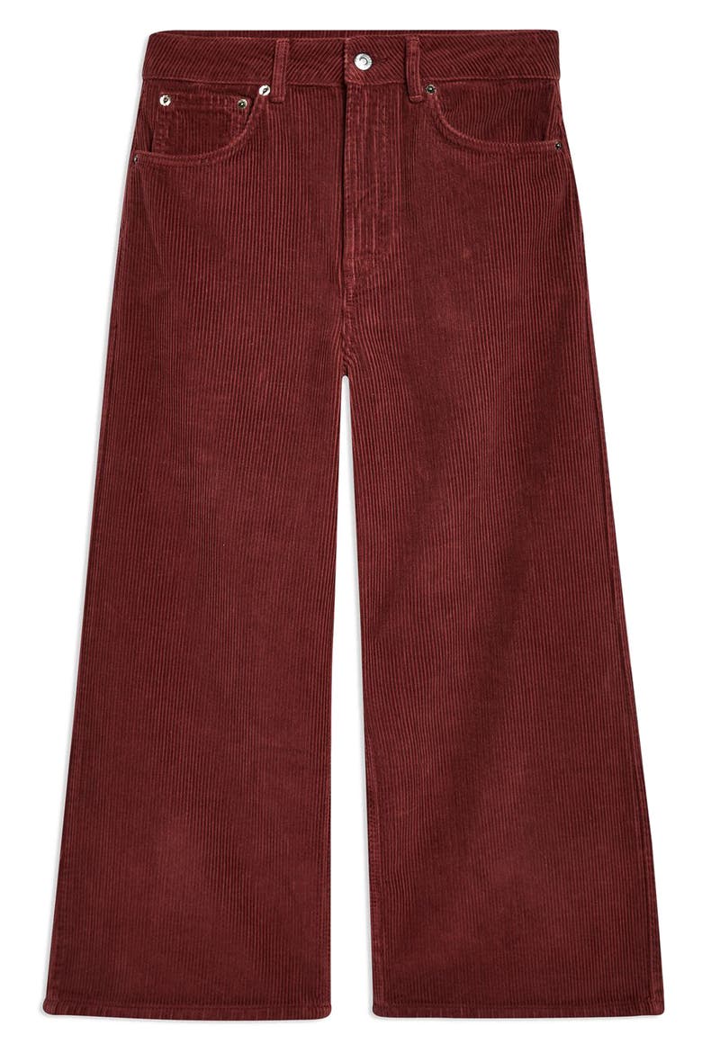 Wide Leg Corduroy Trousers, Alternate, color, PLUM