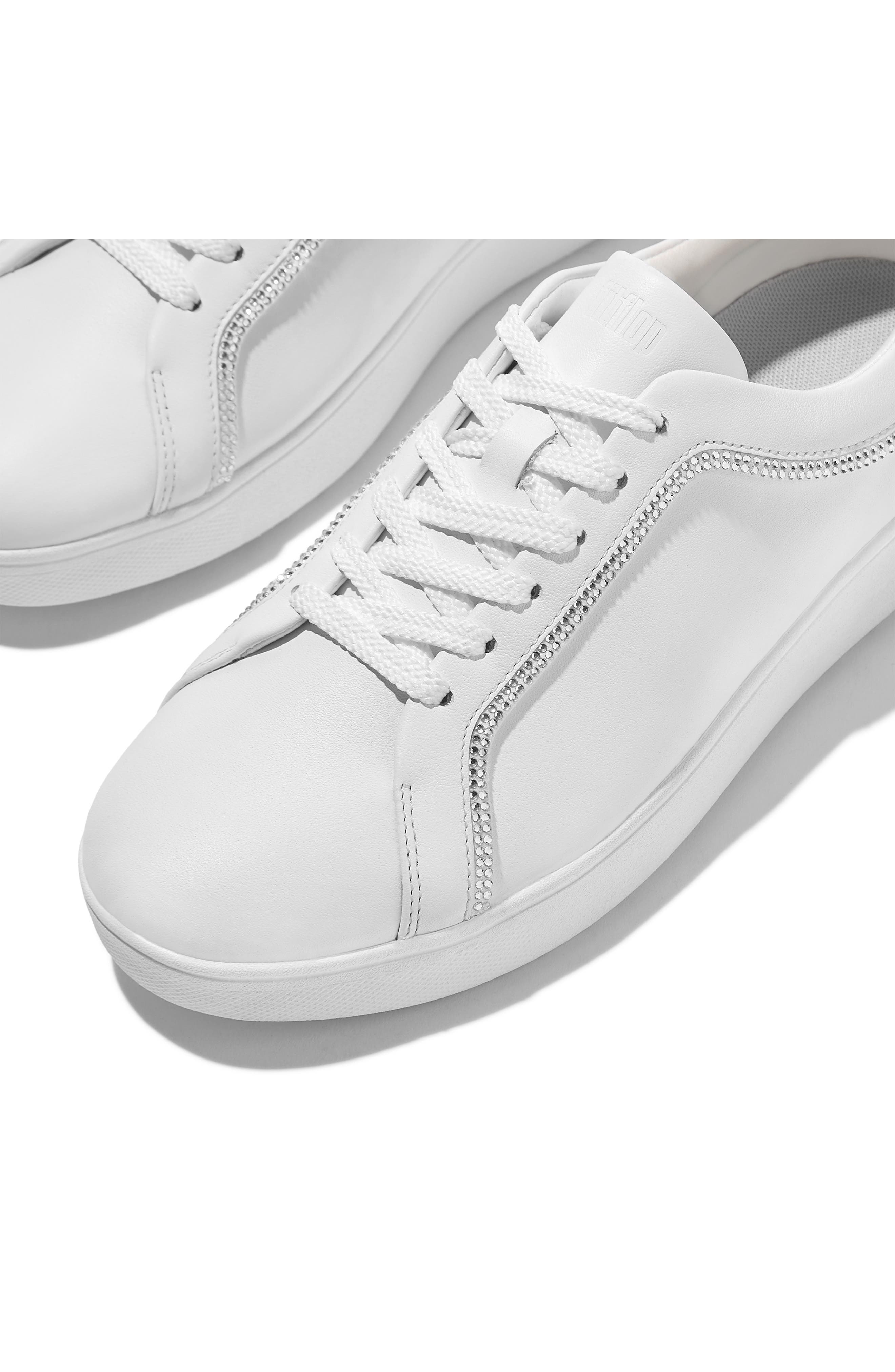 Rally Crystal Trim Leather Sneaker, Alternate, color, URBAN WHITE