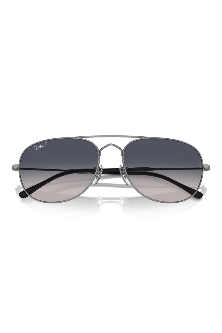 Bain Bridge 57mm Gradient Polarized Aviator Sunglasses, Alternate, color, GUNMETAL