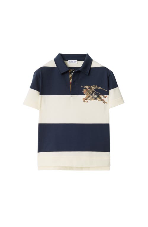 Burberry Ekd Check Striped Cotton Polo Shirt In Multi