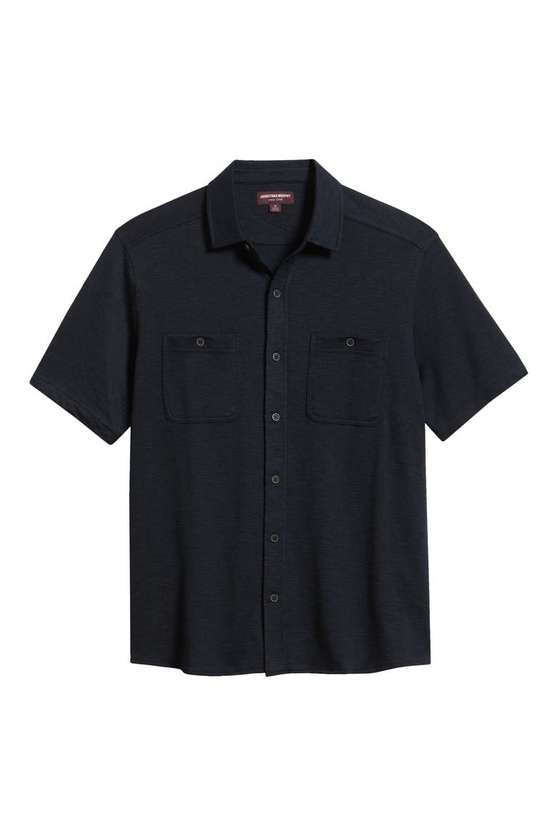 Riley Knit Short Sleeve Button-Up Shirt, Alternate, color, NAVY