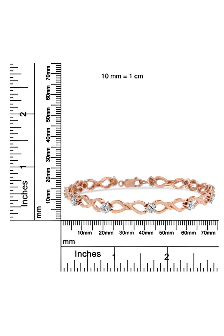 10K Rose Gold Plated Silver 1/2 Cttw Diamond Infinity Link Tennis Bracelet, Alternate, color, Pink
