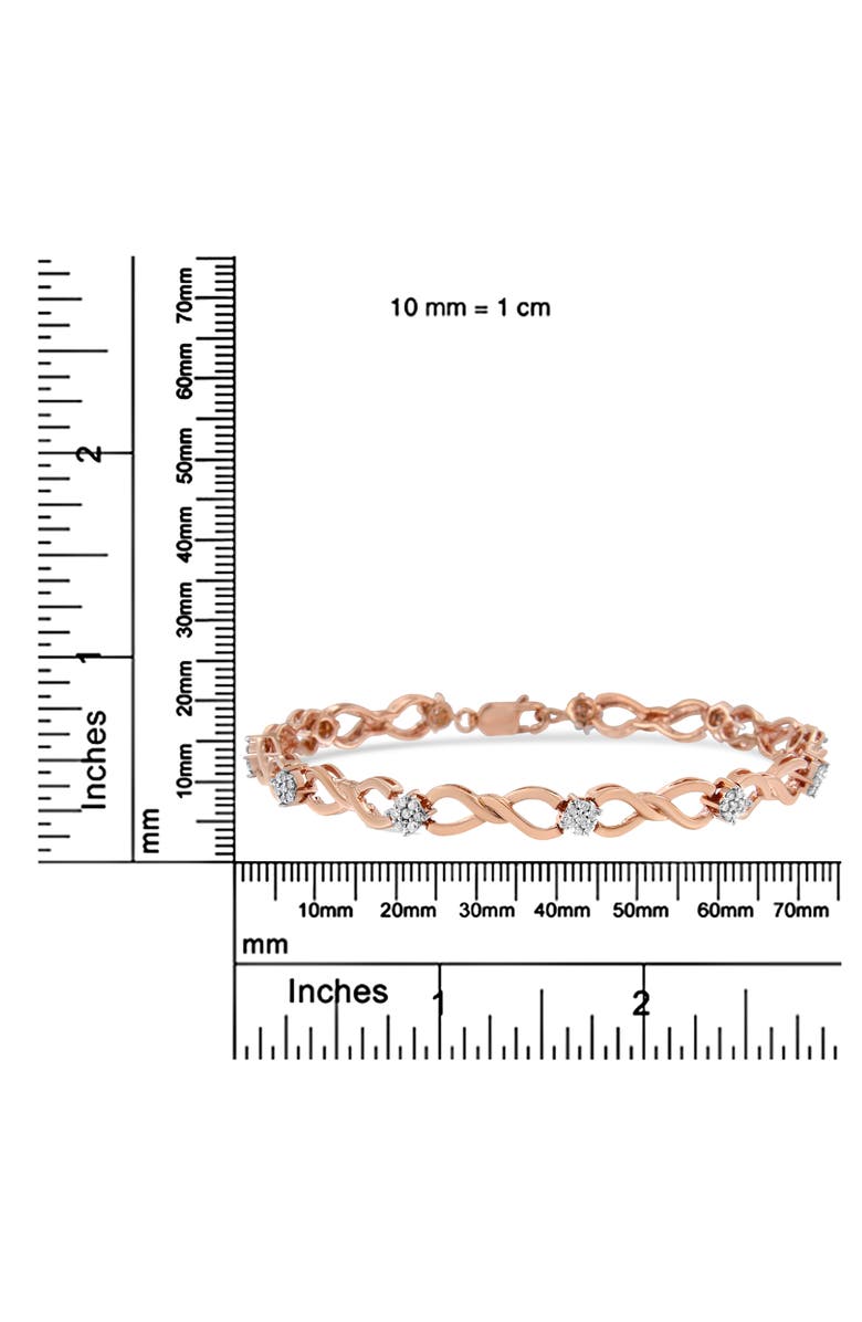 Haus of Brilliance 10K Rose Gold 1/2 cttw Diamond Cluster and Infinity Weave Link Bracelet, Alternate, color, Pink