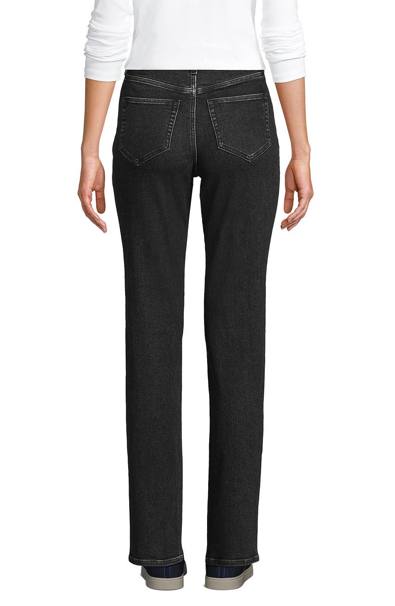 Lands' End Recover High Rise Straight Leg Blue Jeans, Alternate, color, Black Stone Wash