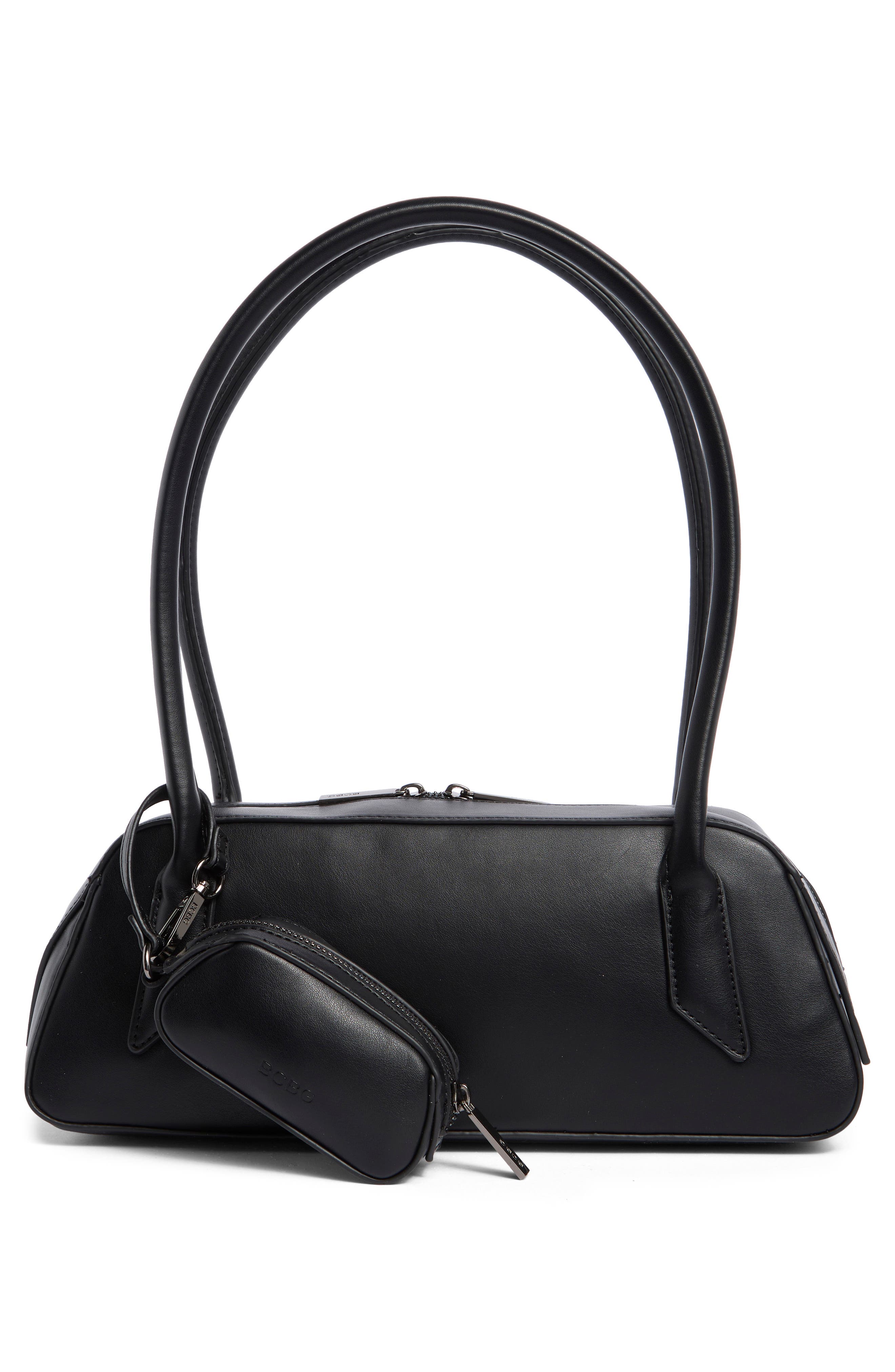 BCBG Faux Leather Shoulder Bag, Alternate, color, Black