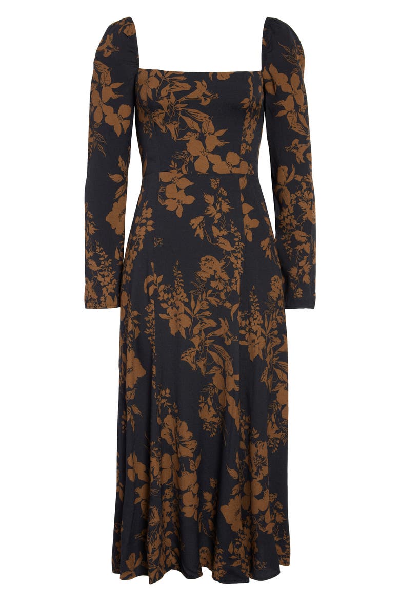 Sigmund Long Sleeve Midi Dress, Alternate, color, NIGHT GARDEN
