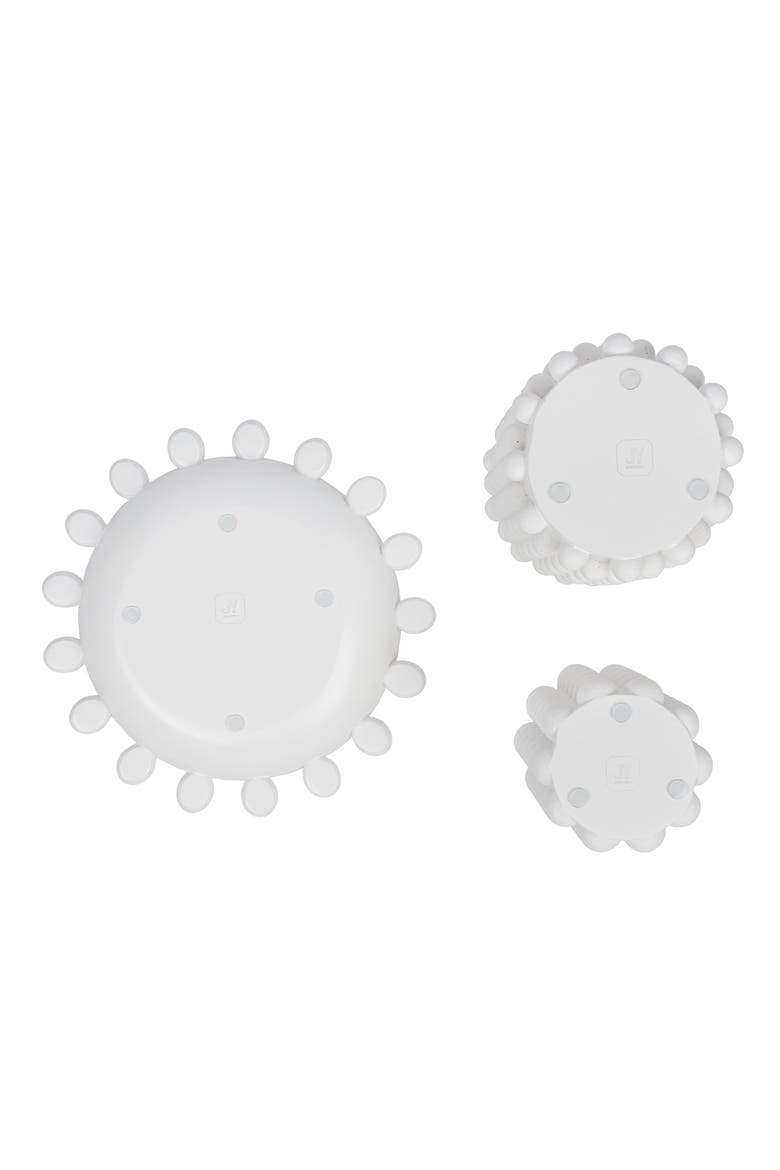 Petra Modern Minimalist Handmade Concrete Bubble Cylinder Vase Set with Decorative Tray, Alternate, color, White